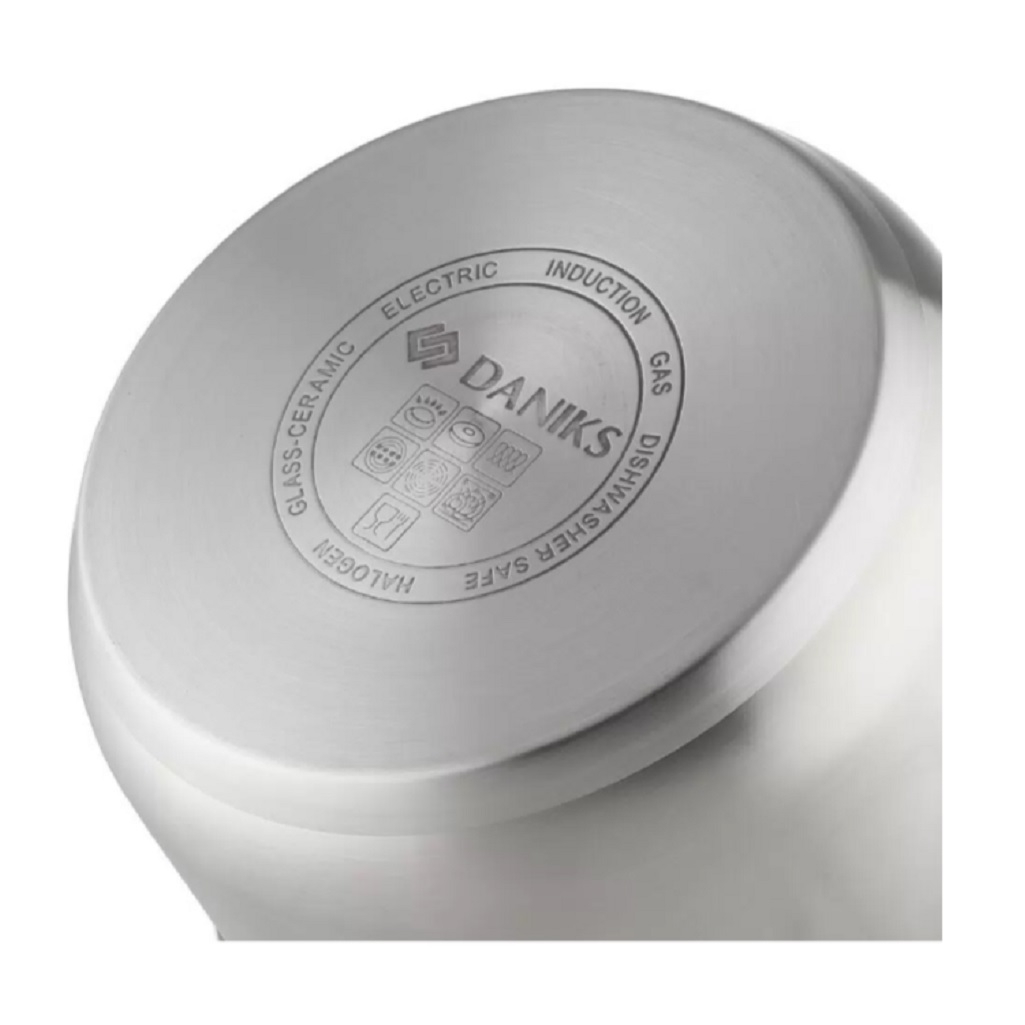 Кастрюля Daniks GS-01363-16CA Нолан, нержавеющая сталь, крышка стекло, индукция, 1.9 л