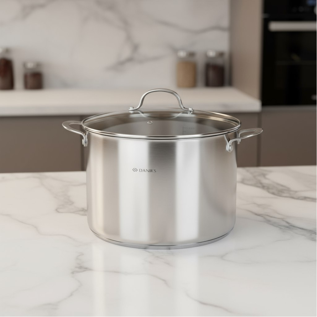 Кастрюля Daniks GS-01338-28HCA -12L Профессионал, нержавеющая сталь, индукция, 12 л