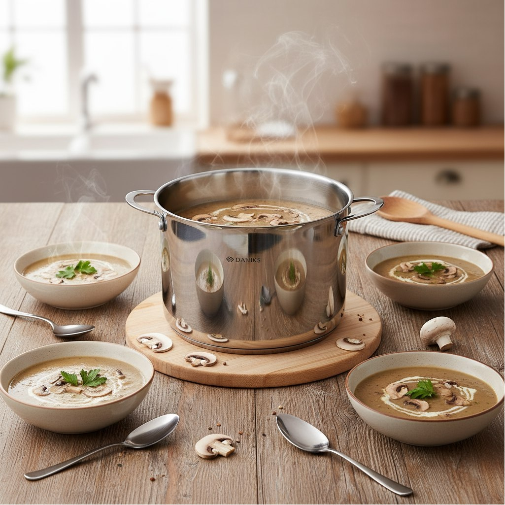 Кастрюля Daniks GS-01338-28HCA -12L Профессионал, нержавеющая сталь, индукция, 12 л