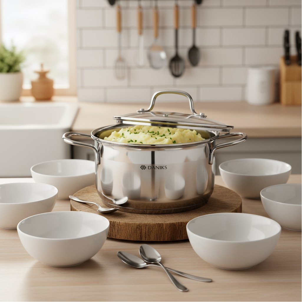 Кастрюля Daniks GS-01363-20CA Нолан, нержавеющая сталь, крышка стекло, индукция, 2.6 л