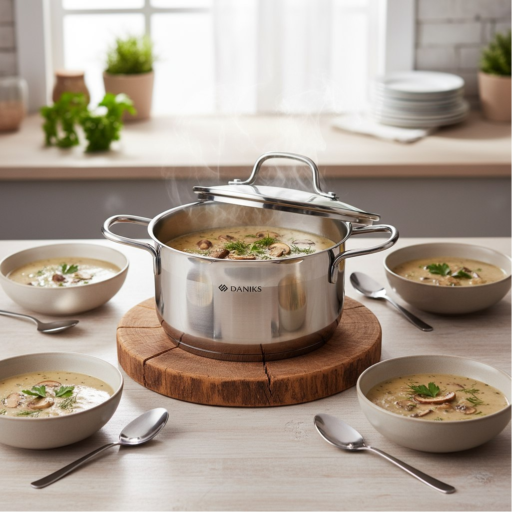 Кастрюля Daniks GS-01363-20CA Нолан, нержавеющая сталь, крышка стекло, индукция, 2.6 л