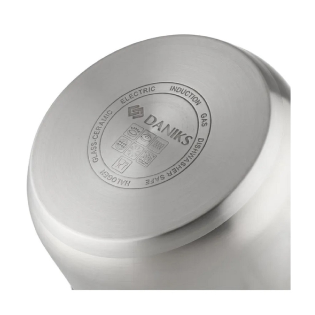 Кастрюля Daniks GS-01363-20CA Нолан, нержавеющая сталь, крышка стекло, индукция, 2.6 л