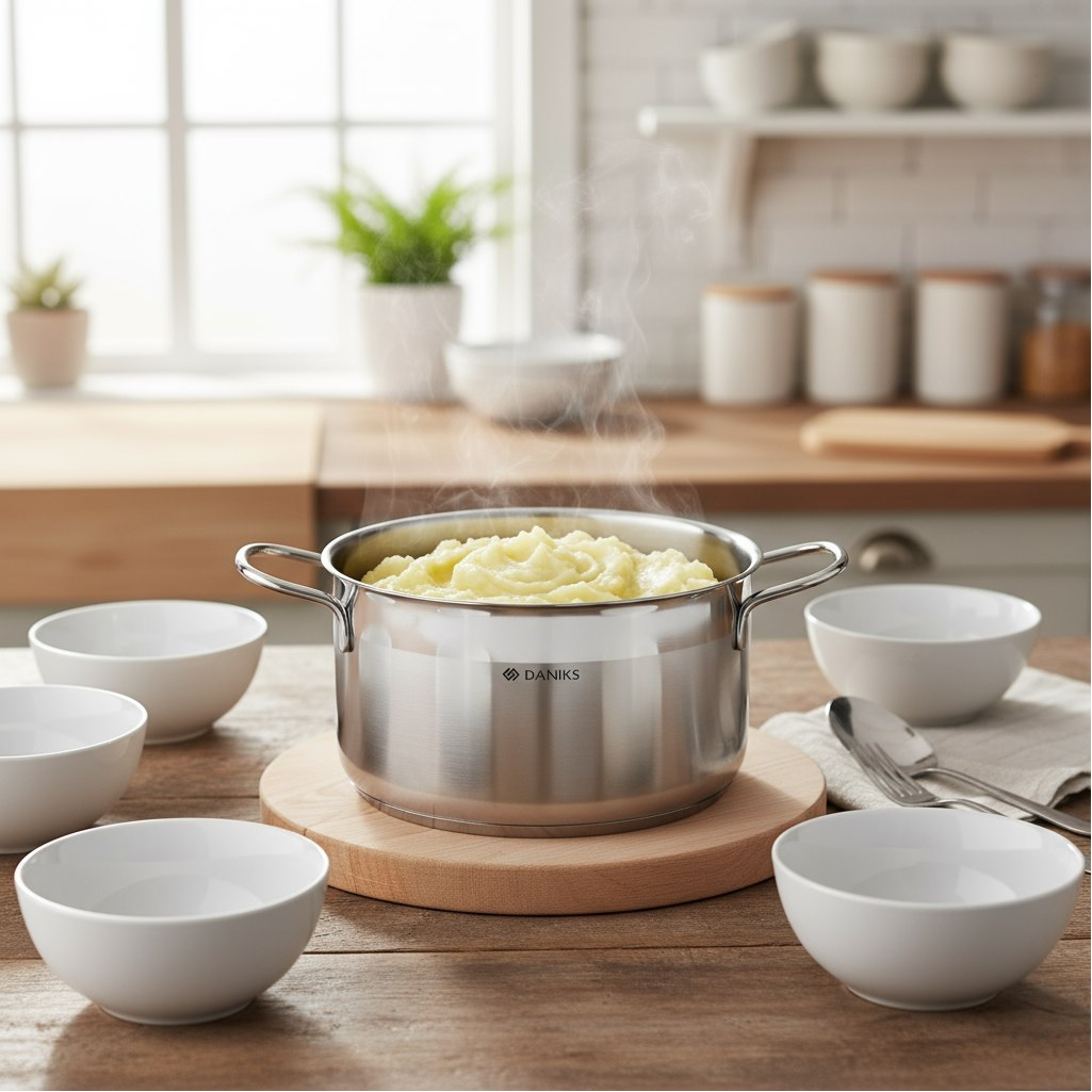 Кастрюля Daniks GS-01363-24CA Нолан, нержавеющая сталь, крышка стекло, индукция, 6.1 л