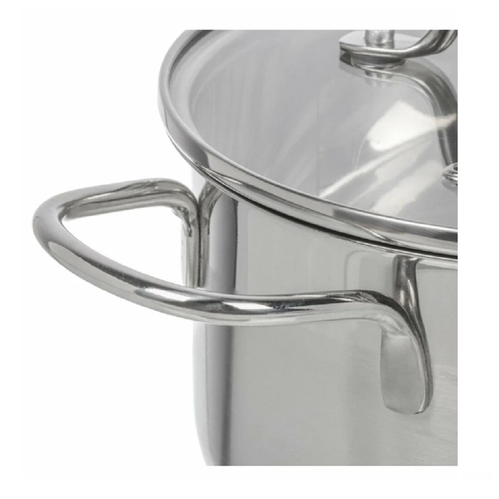 Кастрюля Daniks GS-01363-24CA Нолан, нержавеющая сталь, крышка стекло, индукция, 6.1 л