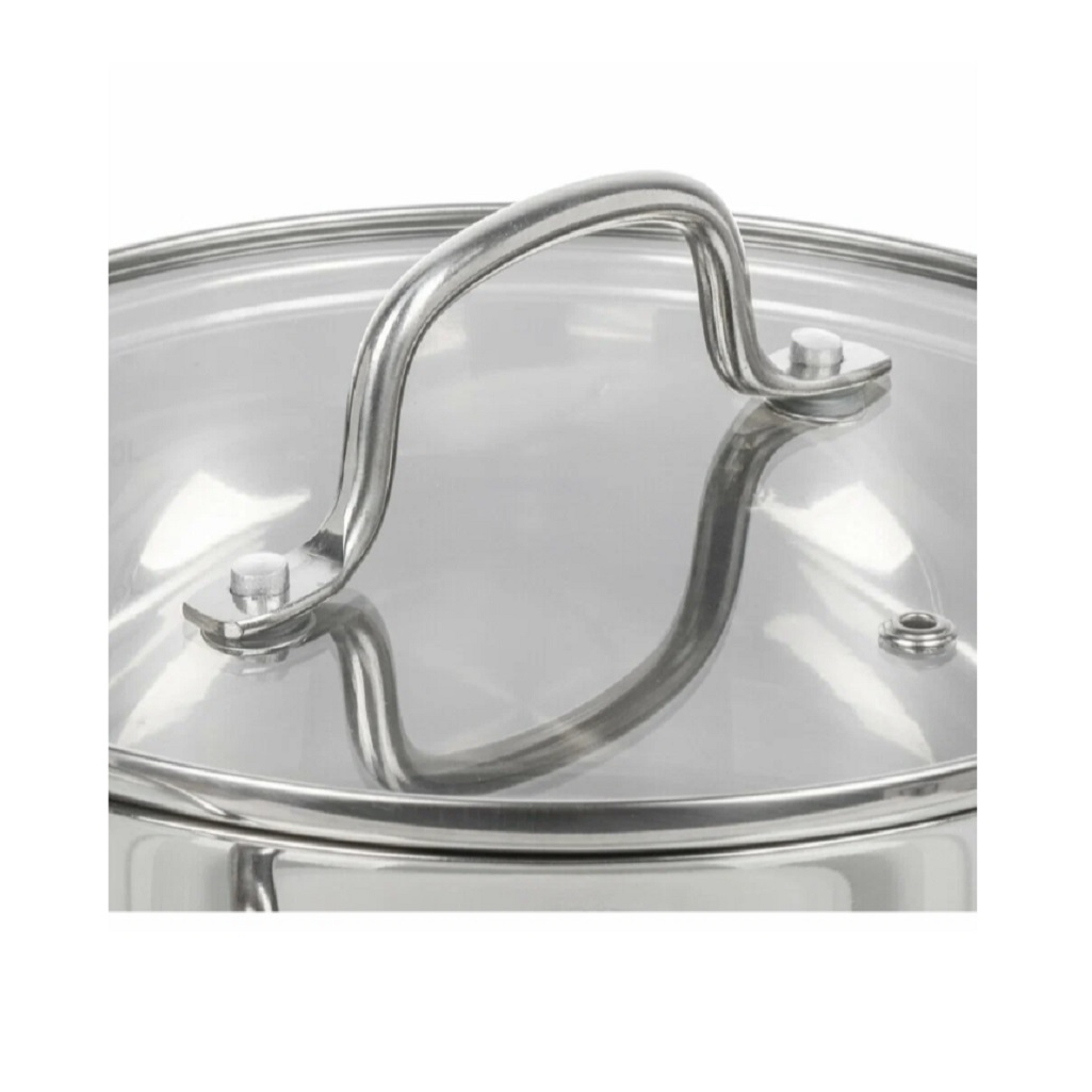 Кастрюля Daniks GS-01363-24CA Нолан, нержавеющая сталь, крышка стекло, индукция, 6.1 л