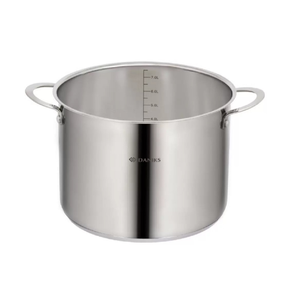 Кастрюля Daniks GS-01338-24HCA Профессионал, нержавеющая сталь, крышка стекло, индукция, 8 л