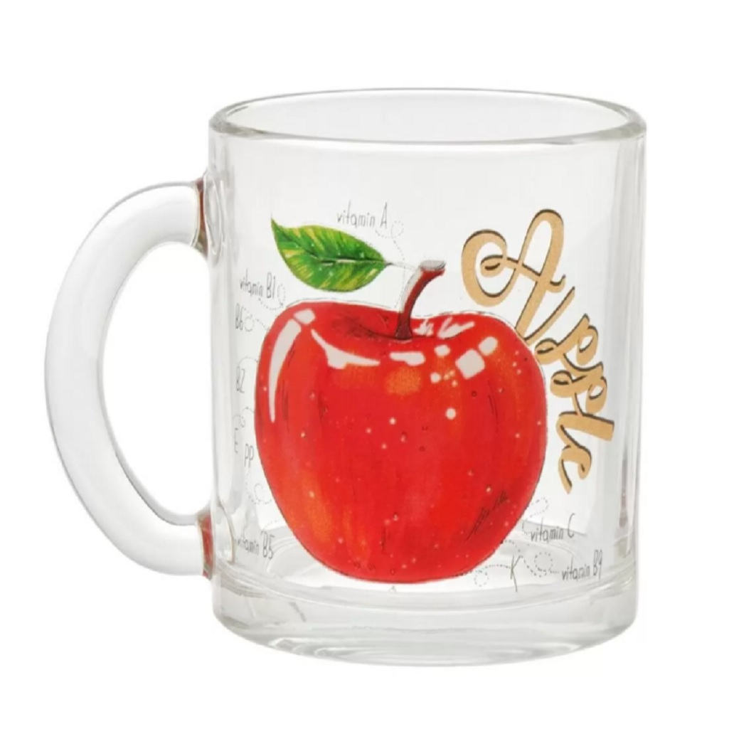 Кружка ОСЗ С1208, Чайная Полезное яблоко, стекло, диаметр 80 мм, 320 мл