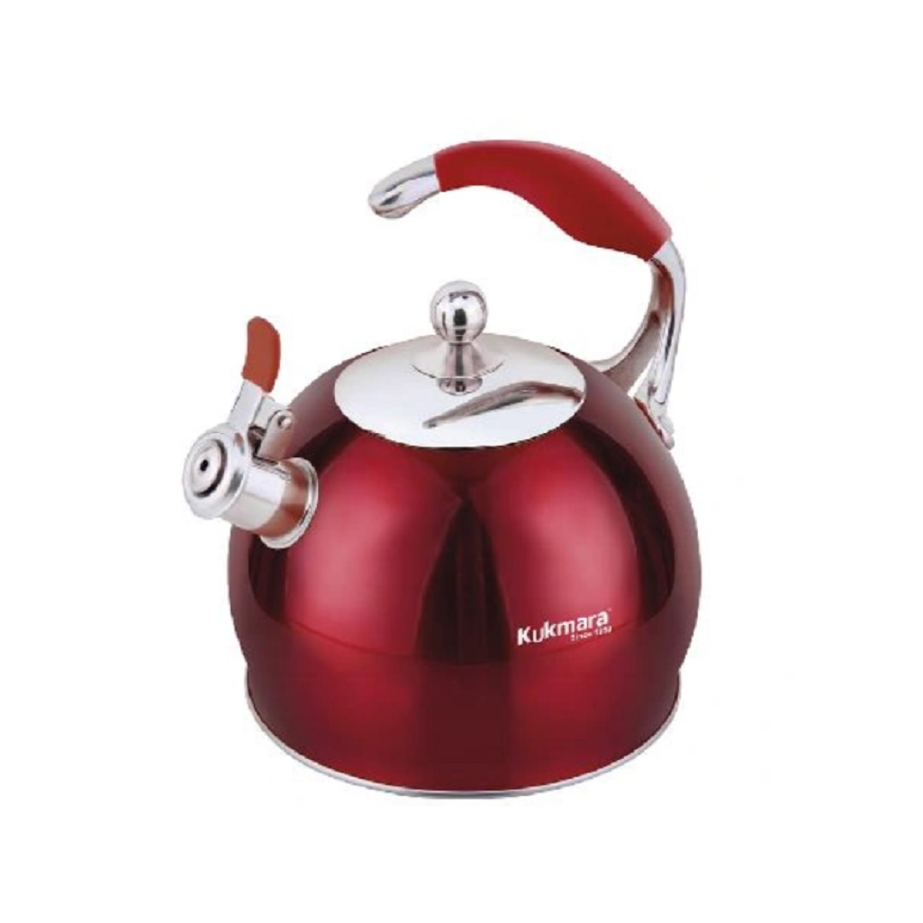 Чайник со свистком Kukmara Red, UD-445816, нержавеющая сталь, 3 л