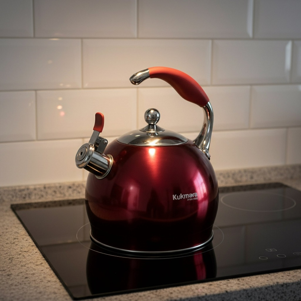 Чайник со свистком Kukmara Red, UD-445816, нержавеющая сталь, 3 л
