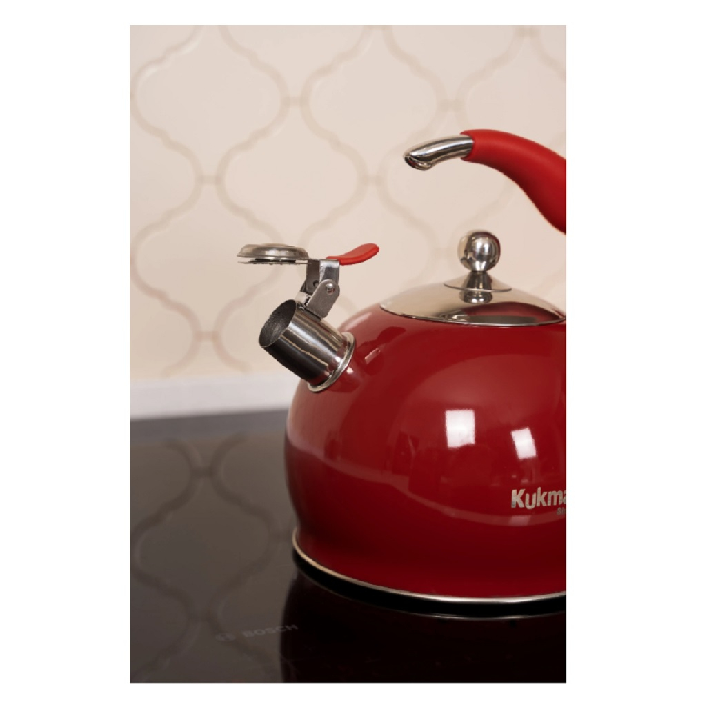 Чайник со свистком Kukmara Red, UD-445816, нержавеющая сталь, 3 л