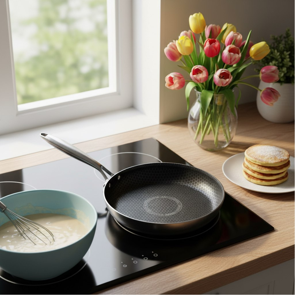 Сковорода из нержавеющей стали Gold House GH-1849, без крышки, диаметр 240 мм, антипригарное покрытие