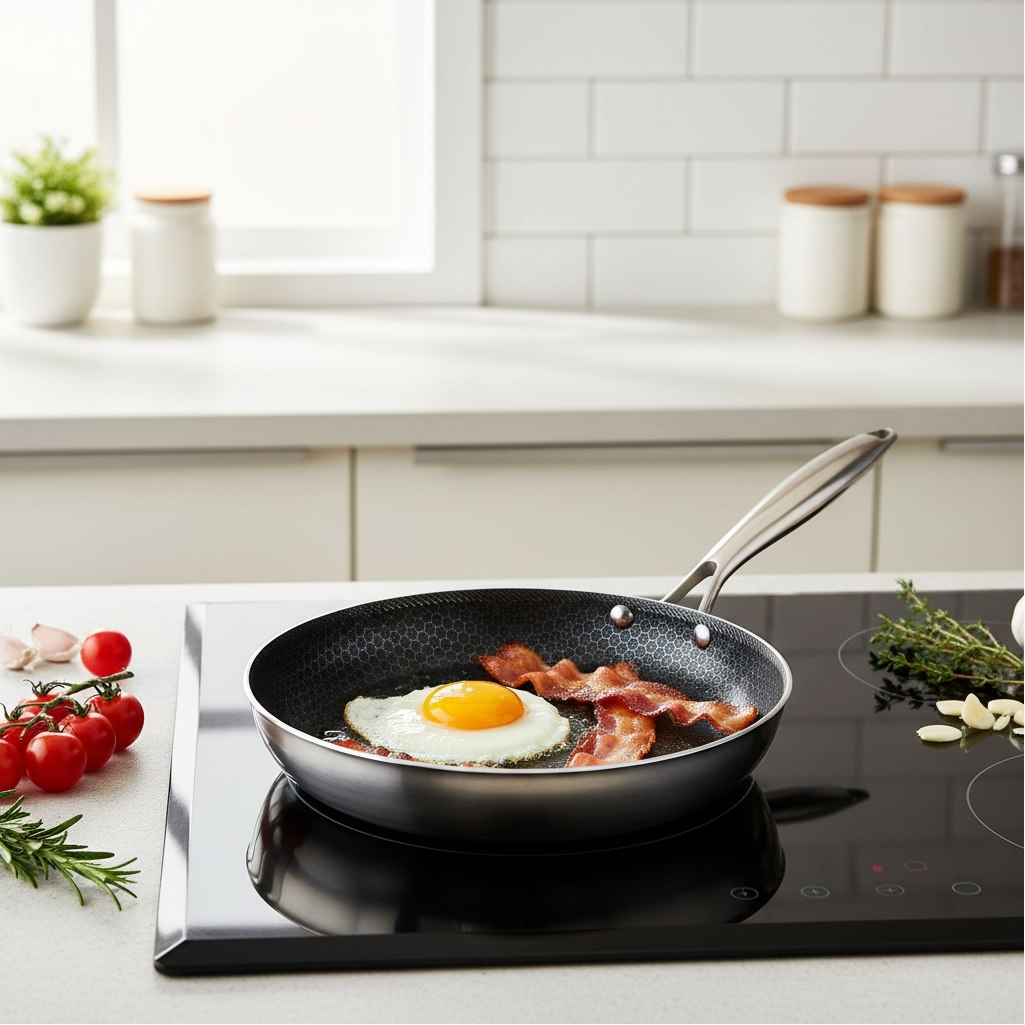 Сковорода из нержавеющей стали Gold House GH-1850, без крышки, диаметр 260 мм, антипригарное покрытие