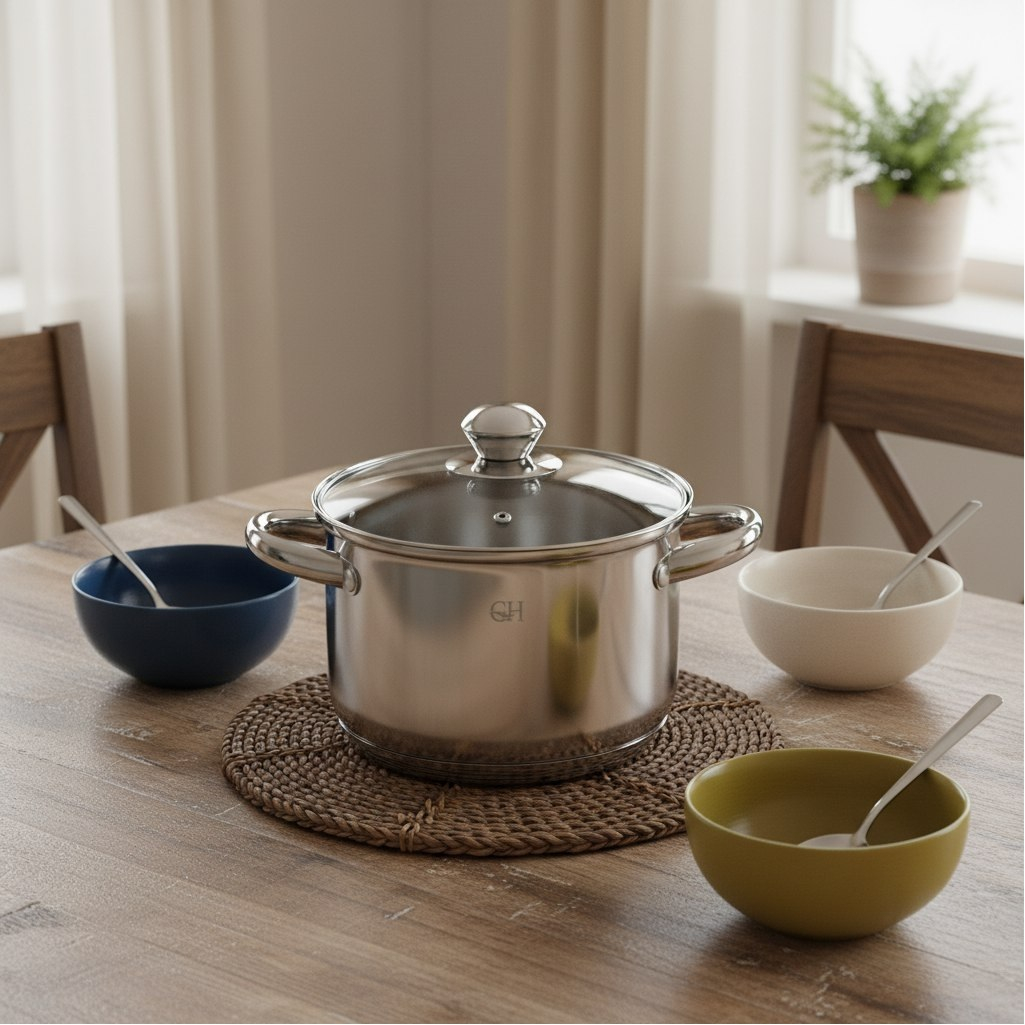 Кастрюля из нержавеющей стали Gold House Ringo GH-1829, стеклянная крышка, объем 3.9 л
