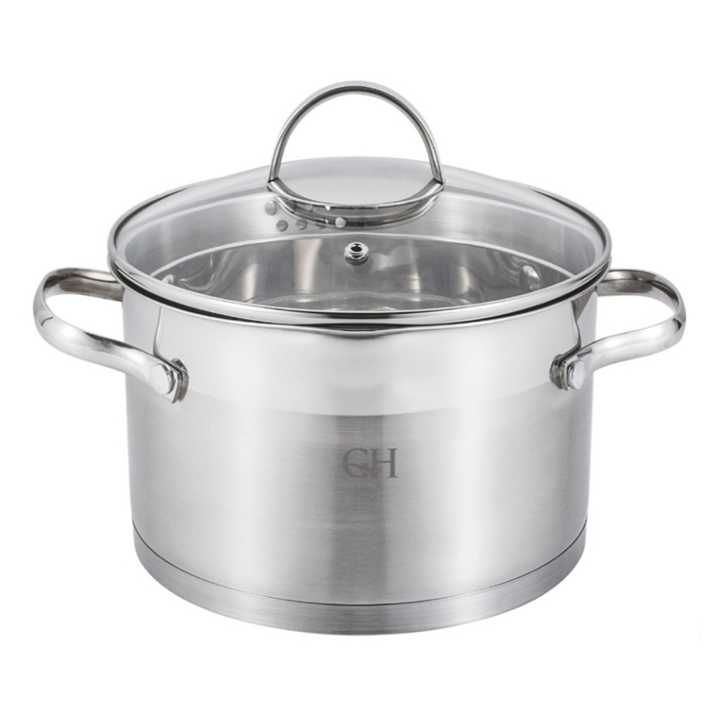 Кастрюля из нержавеющей стали Gold House Apolo GH-1835, стеклянная крышка, объем 5.1 л