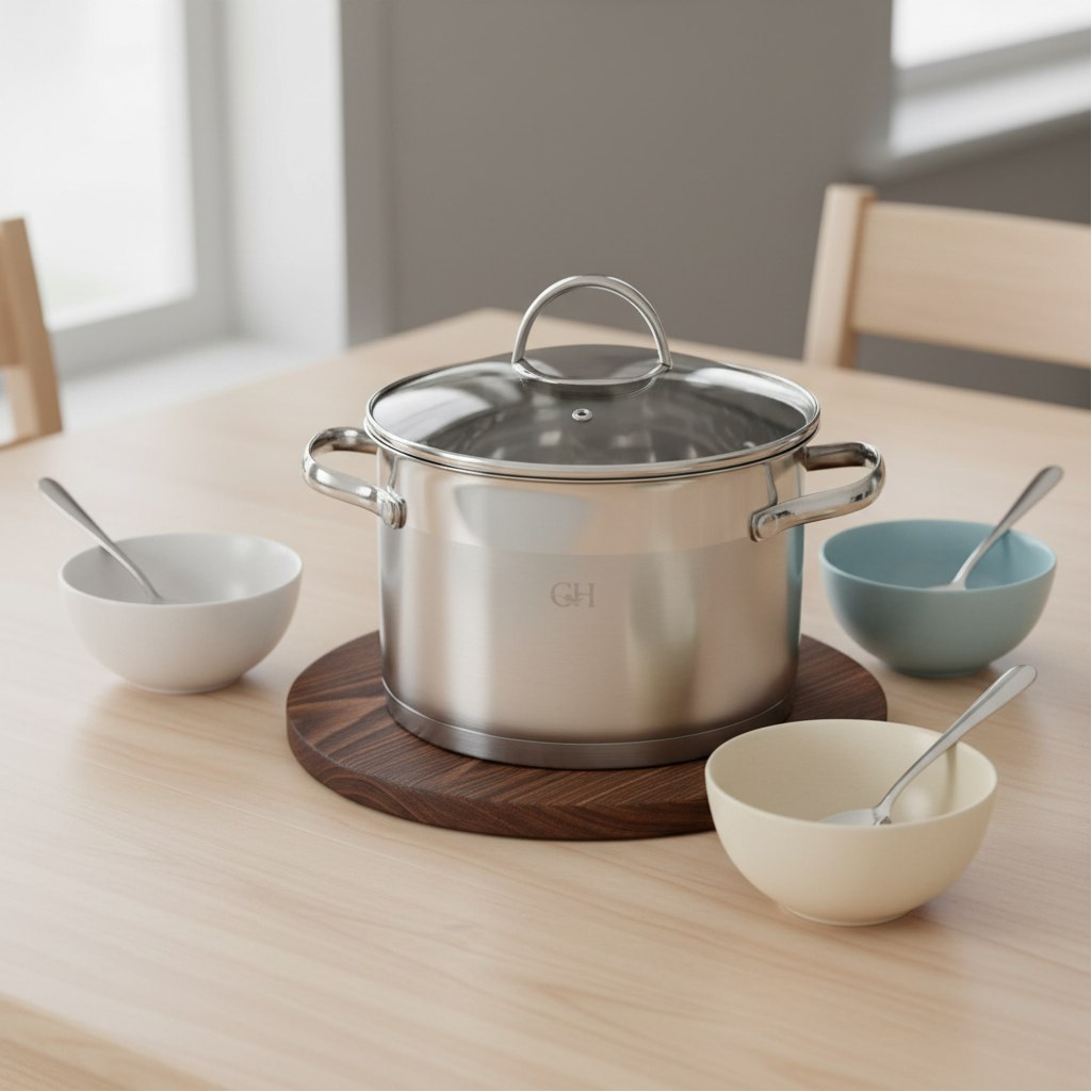 Кастрюля из нержавеющей стали Gold House Apolo GH-1835, стеклянная крышка, объем 5.1 л