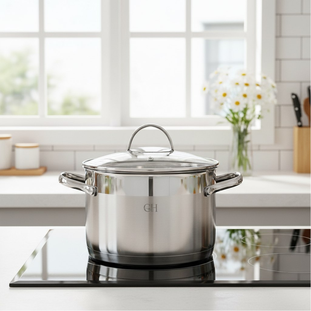 Кастрюля из нержавеющей стали Gold House Apolo GH-1835, стеклянная крышка, объем 5.1 л