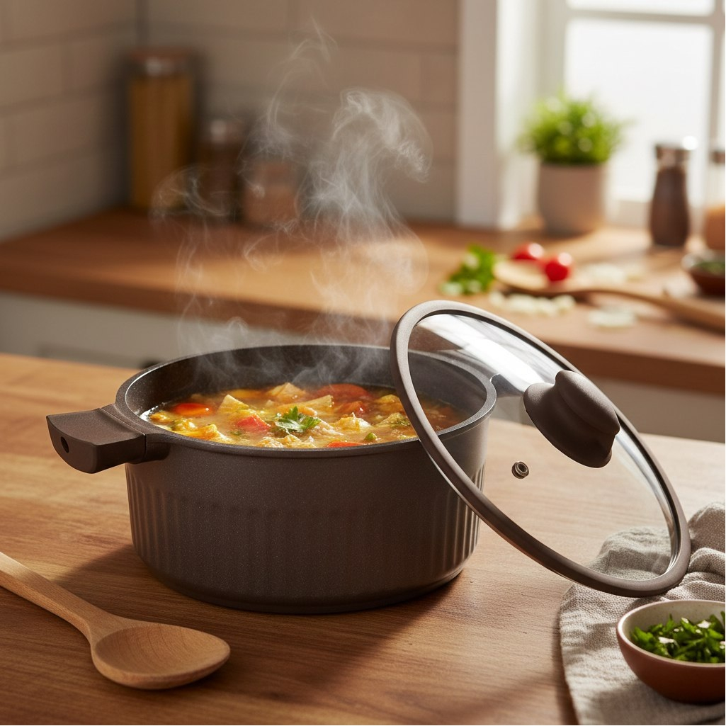 Кастрюля Kukmara Stella ксм42а, антипригарное покрытие, мокко, объем 4.2 л