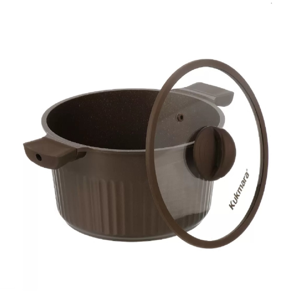 Кастрюля Kukmara Stella ксм52а, антипригарное покрытие, мокко, объем 5.2 л