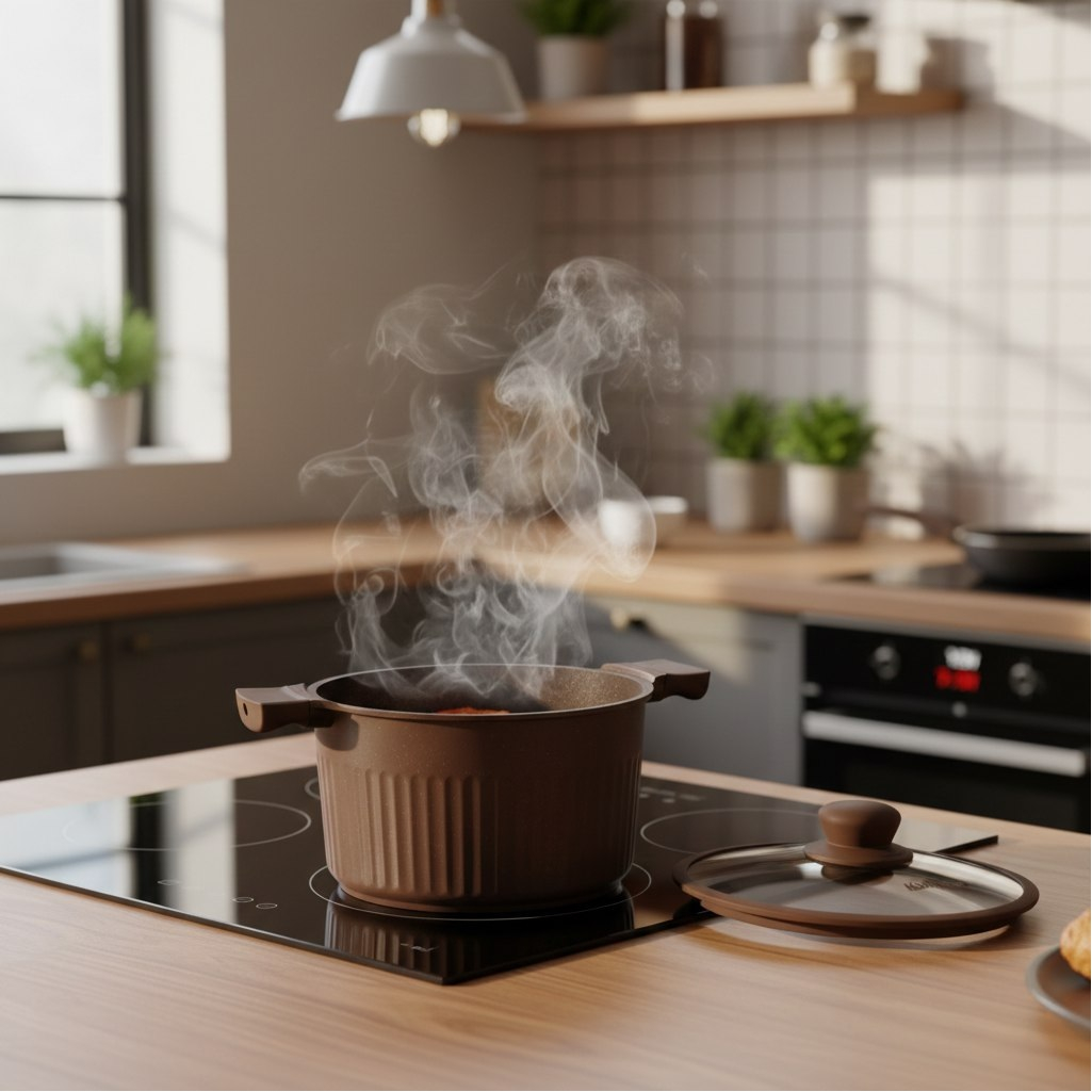 Кастрюля Kukmara Stella ксм52а, антипригарное покрытие, мокко, объем 5.2 л