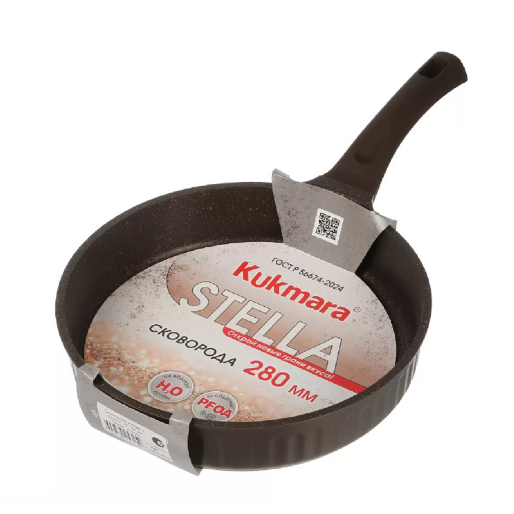 Сковорода Kukmara Stella, 280 мм, антипригарное покрытие, мокко, без крышки