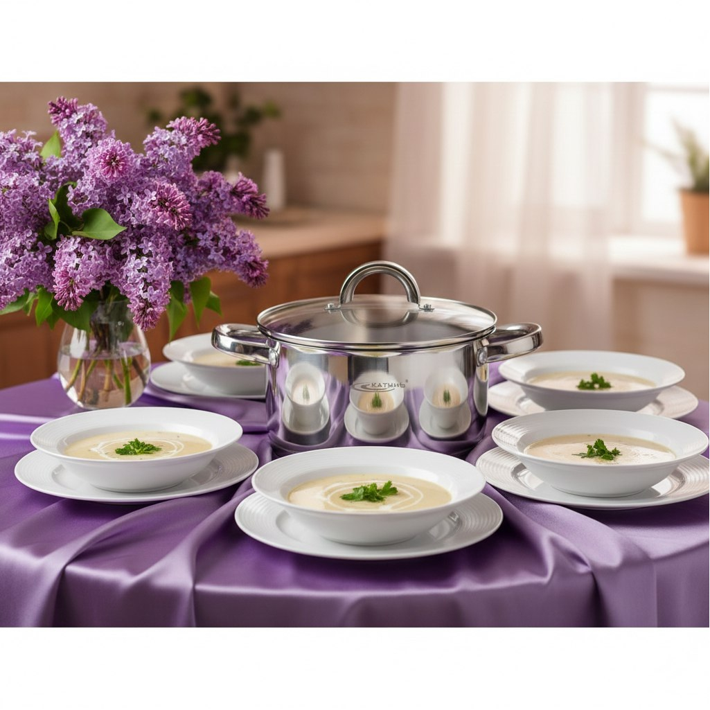 Кастрюля Катунь Этна КТ21-D-18, нержавеющая сталь стеклянная крышка, индукция, 2.4 л