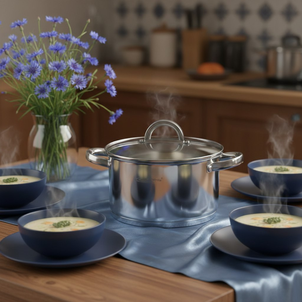 Кастрюля Катунь Этна КТ21-D-24, нержавеющая сталь стеклянная крышка, индукция, 5.7 л