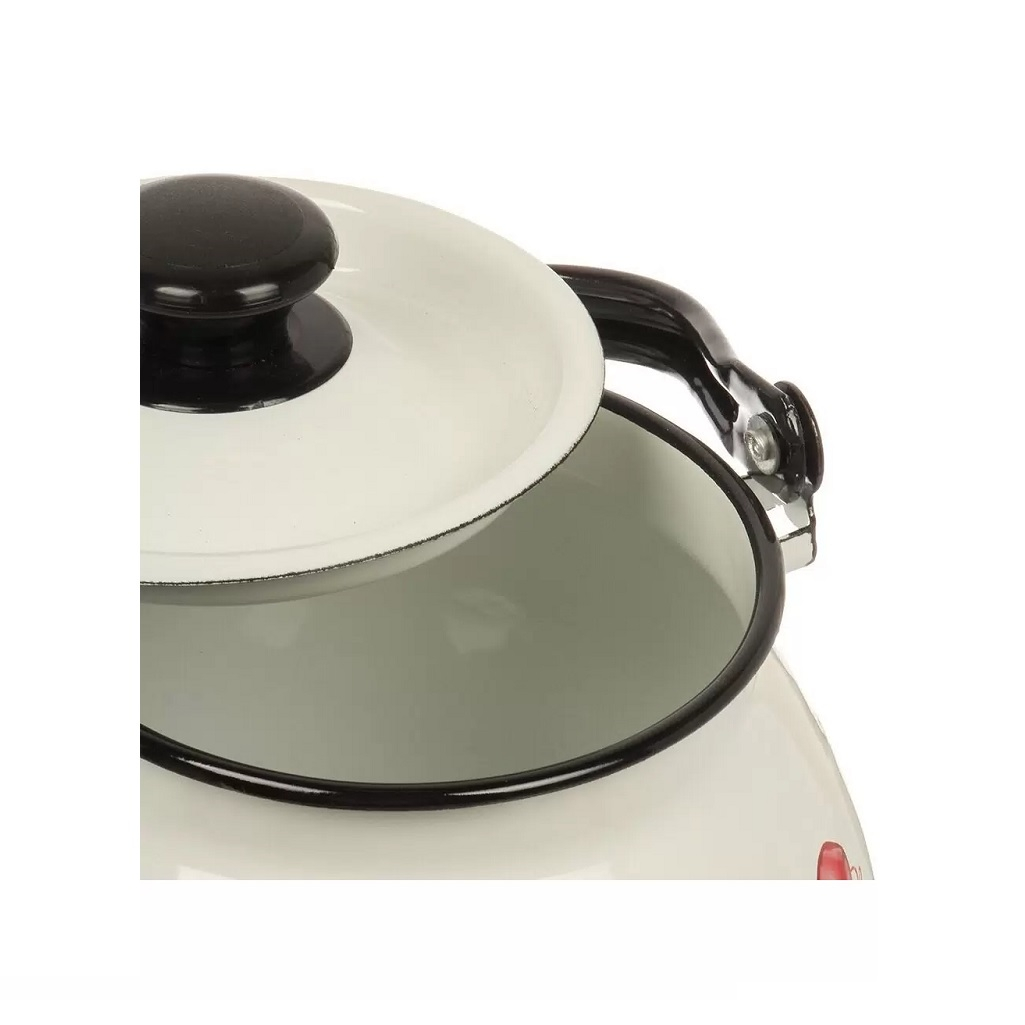 Чайник эмалированный Керчь 42104-132/6-У4, Черешенка, белый 3.5 л