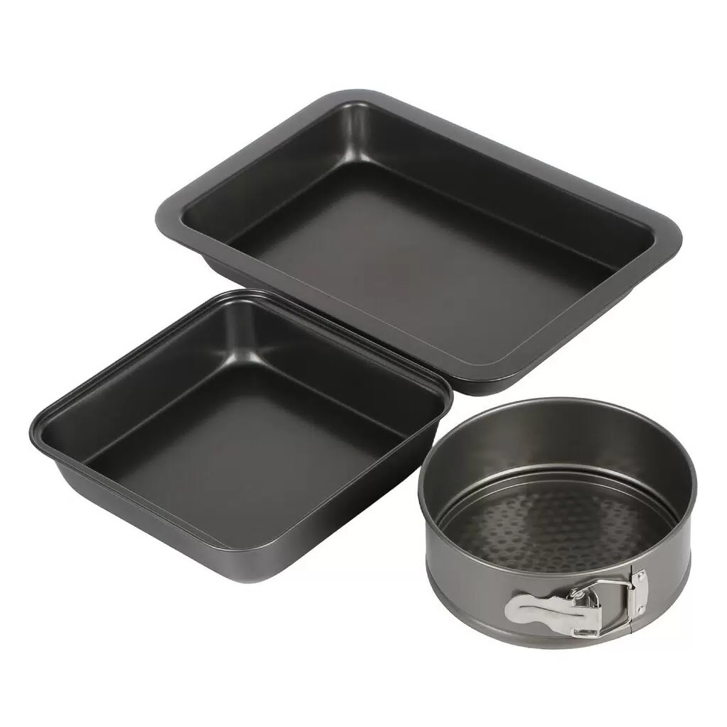 Набор форм для запекания Daniks 501561, сталь, антипригарное покрытие, в комплекте 3 формы, цвет серый