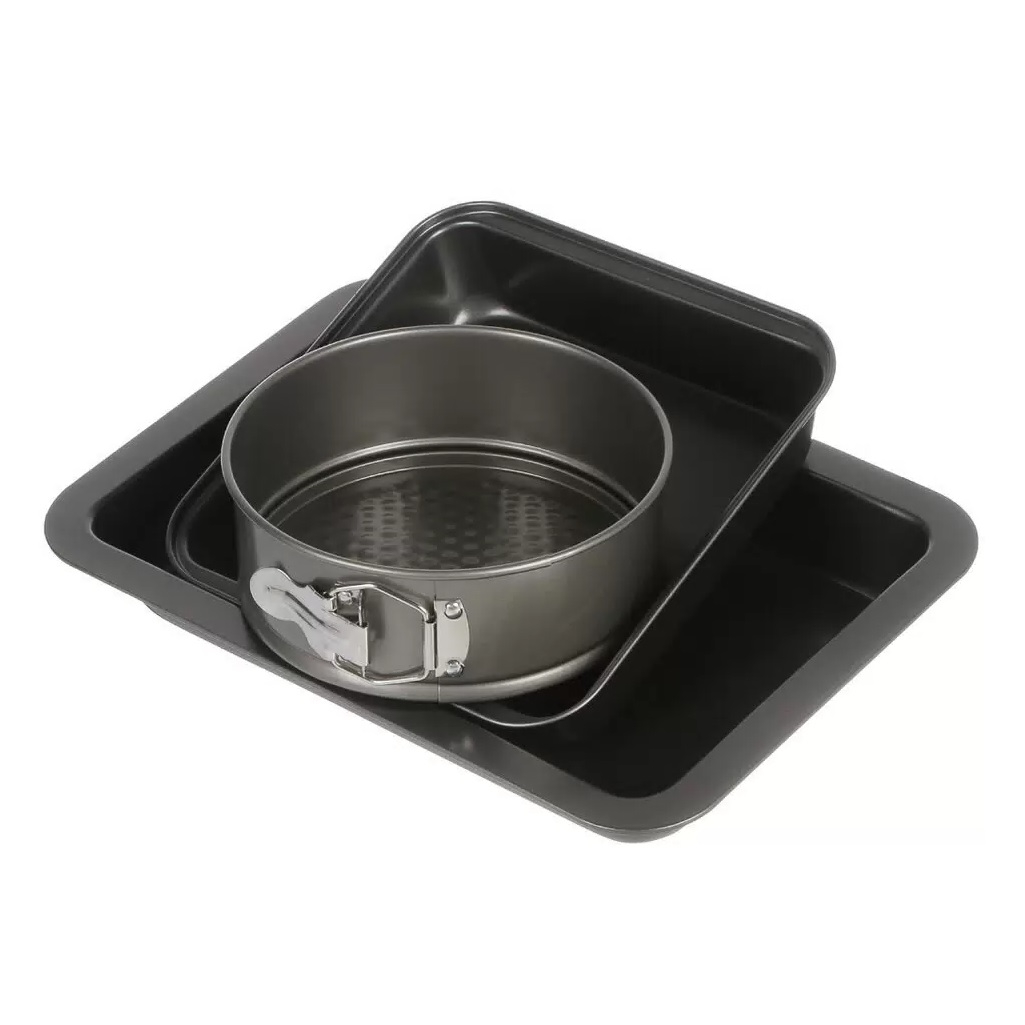 Набор форм для запекания Daniks 501561, сталь, антипригарное покрытие, в комплекте 3 формы, цвет серый