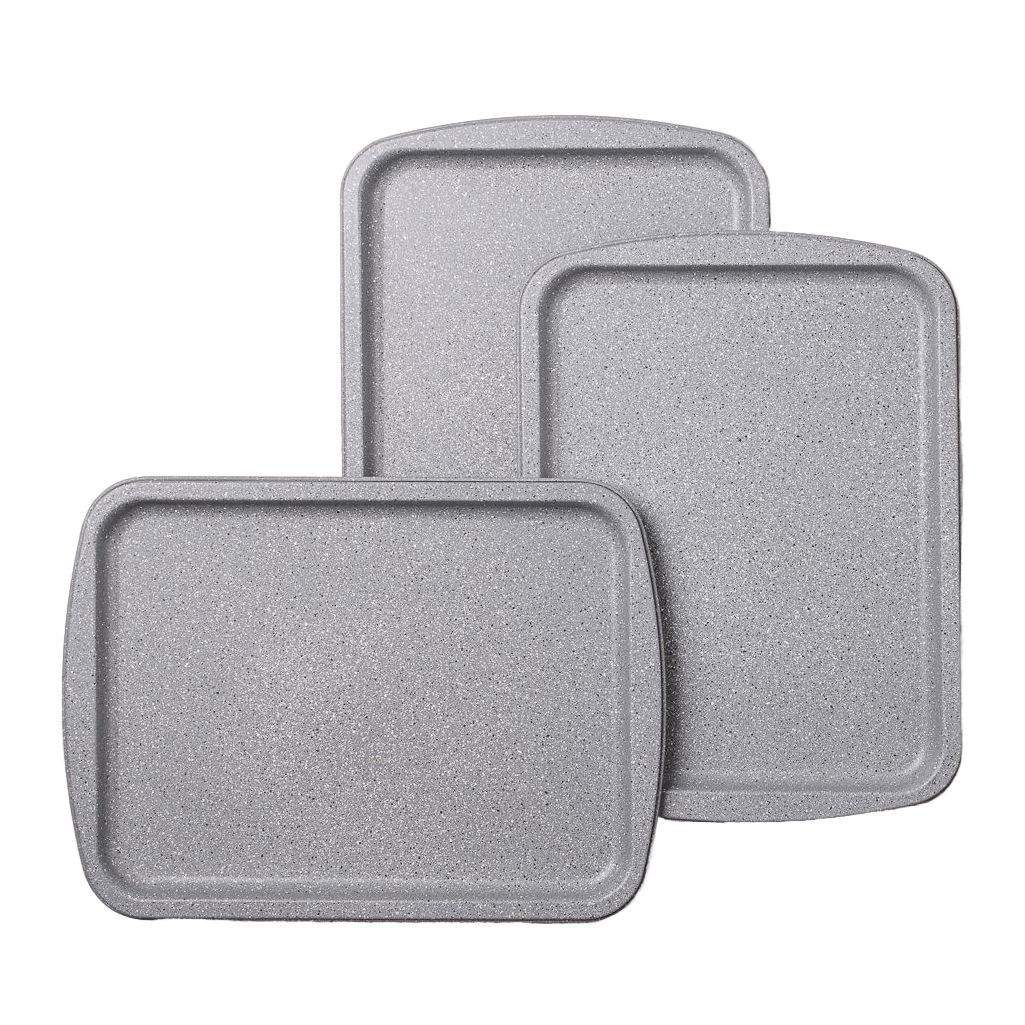 Противень Satoshi Буко 849-192 прямоугольный, углеродистая сталь, 17х270х365 мм, антипригарное покрытие мрамор