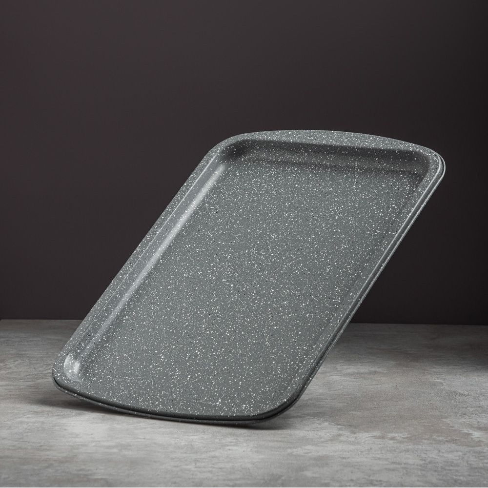 Противень Satoshi Буко 849-192 прямоугольный, углеродистая сталь, 17х270х365 мм, антипригарное покрытие мрамор