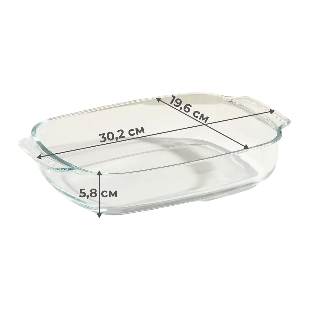 Форма для запекания Daniks HSAP20LN, прямоугольная, жаропрочное стекло, 58х196х302 мм, 2 л 