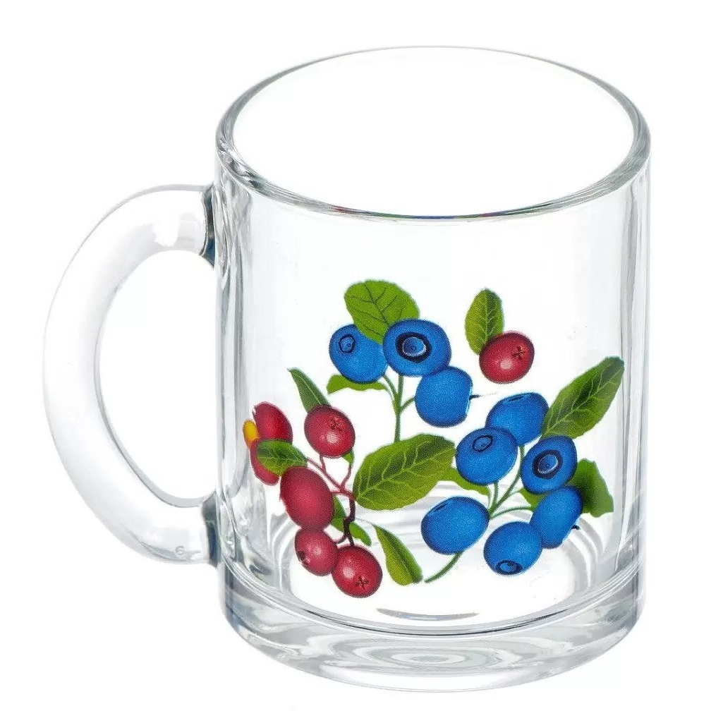 Кружка чайная ОСЗ Ягоды  С1208, рисунок в ассортименте, стекло, 320 мл