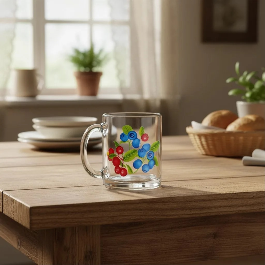 Кружка чайная ОСЗ Ягоды  С1208, рисунок в ассортименте, стекло, 320 мл