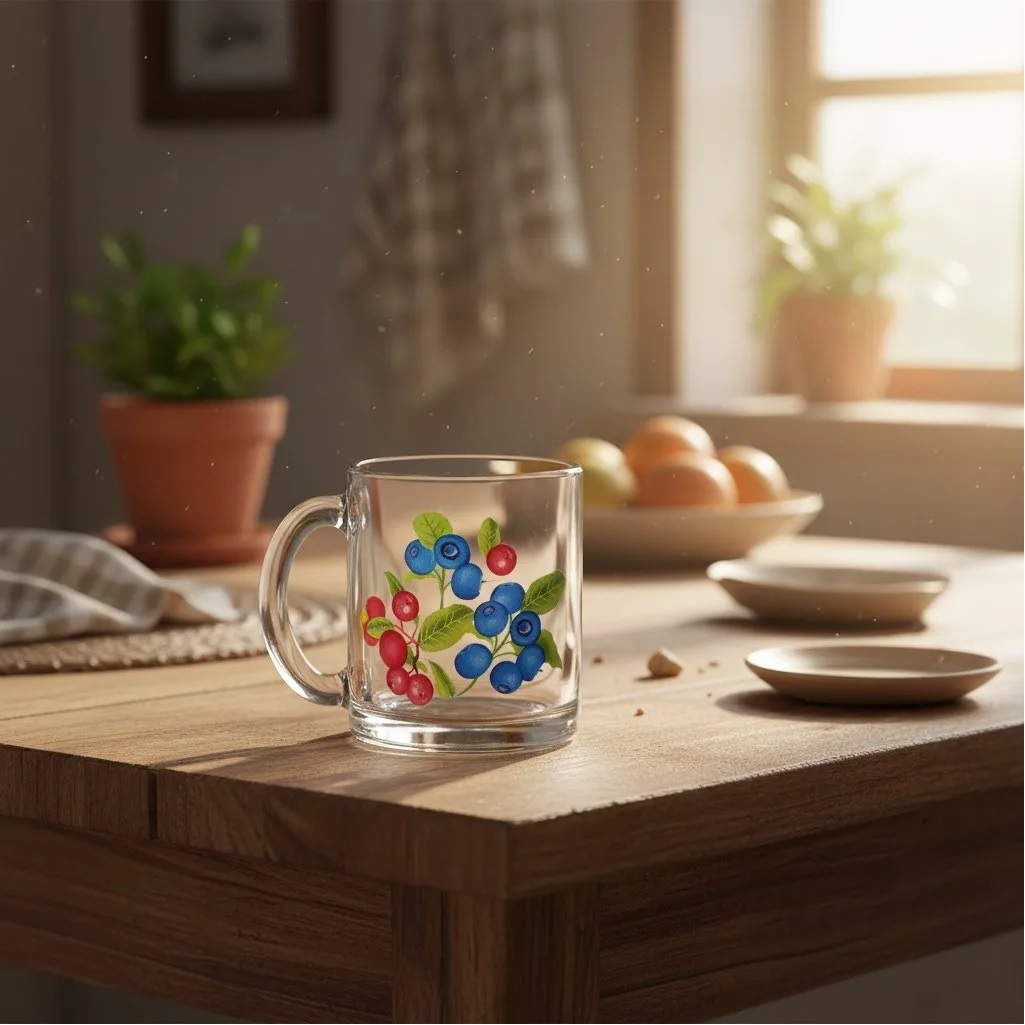 Кружка чайная ОСЗ Ягоды  С1208, рисунок в ассортименте, стекло, 320 мл