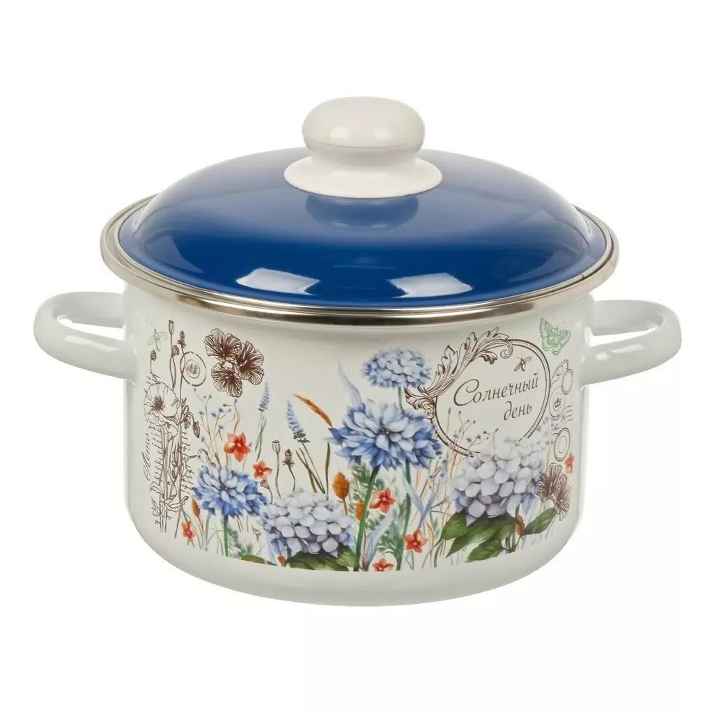 Набор эмалированных кастрюль СтальЭмаль Солнечный день 506135, 2, 3, 4 л, в упаковке 3 штуки