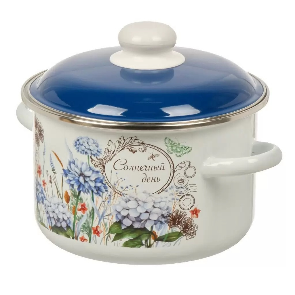 Набор эмалированных кастрюль СтальЭмаль Солнечный день 506135, 2, 3, 4 л, в упаковке 3 штуки