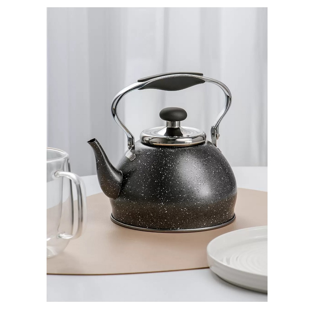 Чайник Daniks GS-04592C-1.2L, сталь, матовый, черный, индукция, 1.2 л