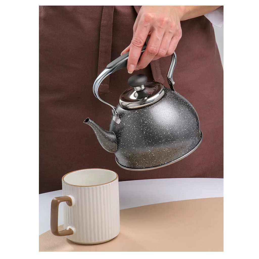 Чайник Daniks GS-04592C-1.2L, сталь, матовый, черный, индукция, 1.2 л