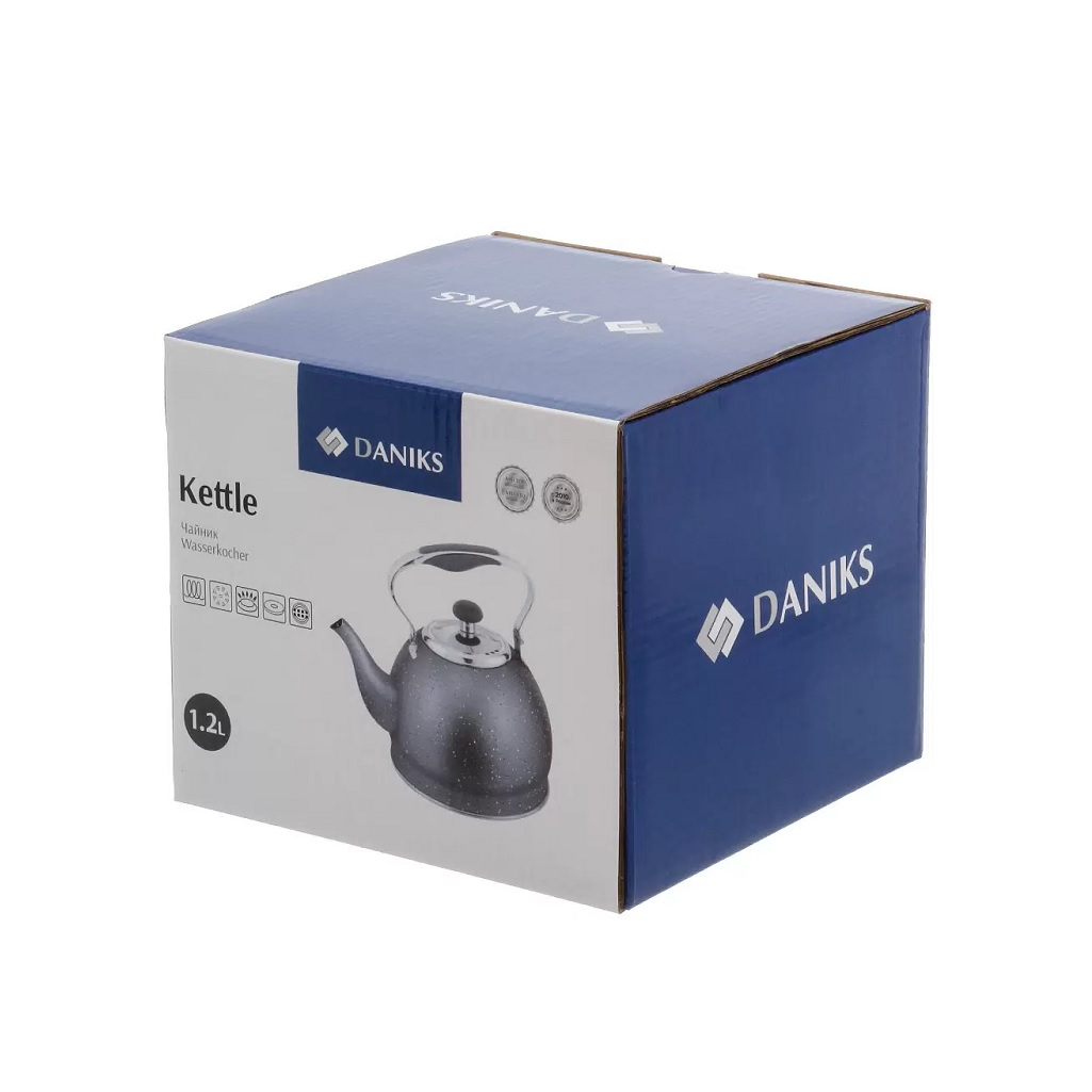 Чайник Daniks GS-04592C-1.2L, сталь, матовый, черный, индукция, 1.2 л