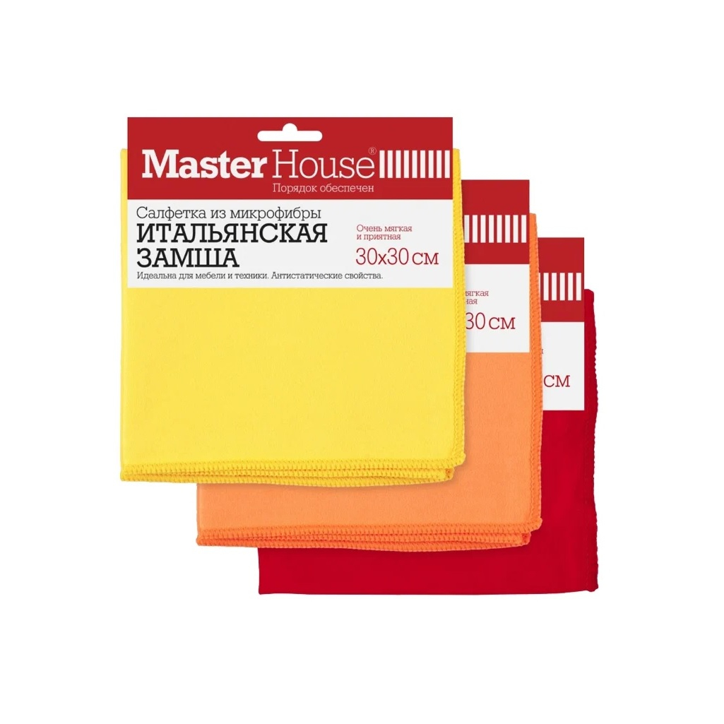 Салфетка из микрофибры Master House Итальянская Замша 60305, 30х30 см, для мебели и техники, антистатические свойства