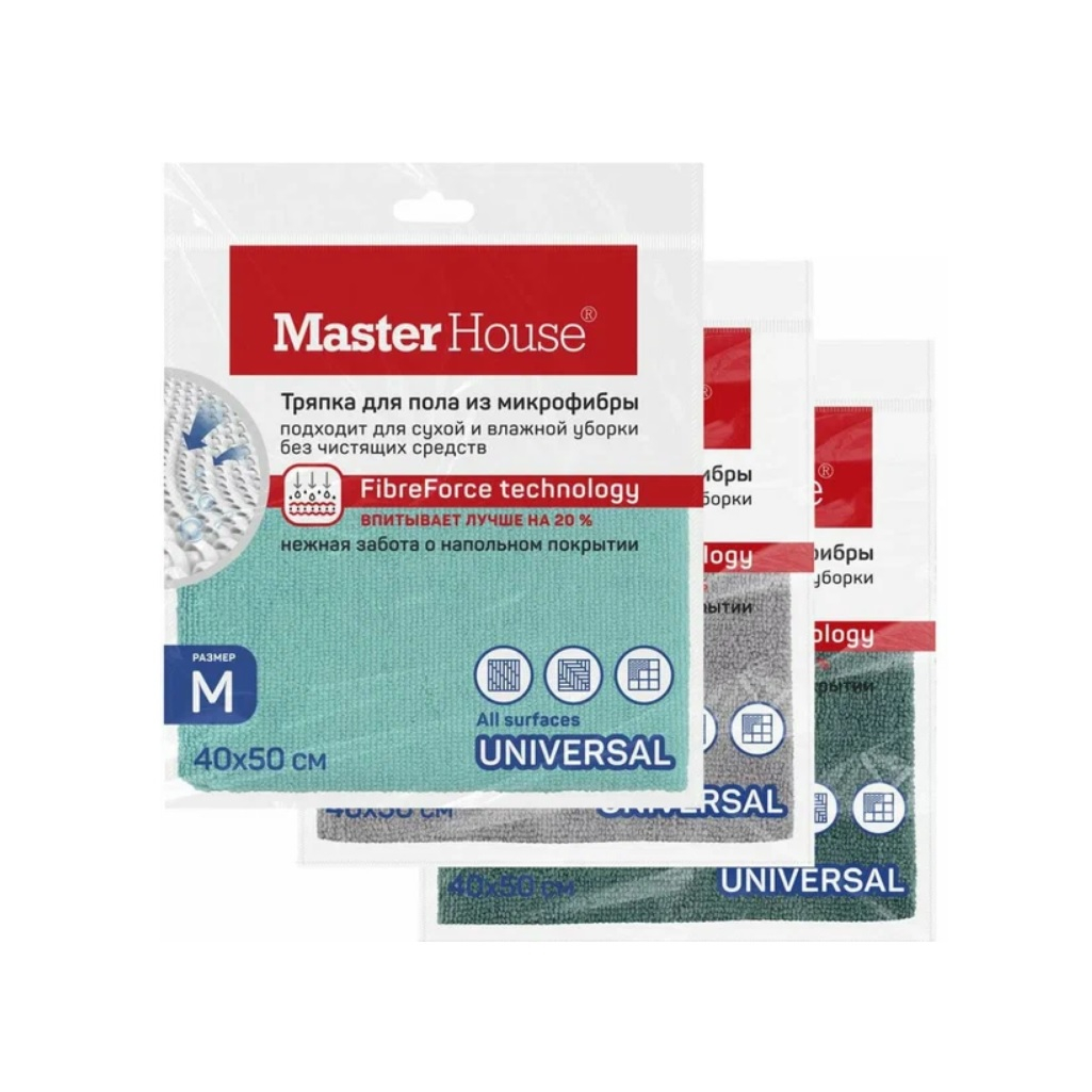 Тряпка для пола из микрофибры Master House 60174, размер М, 40х50 см