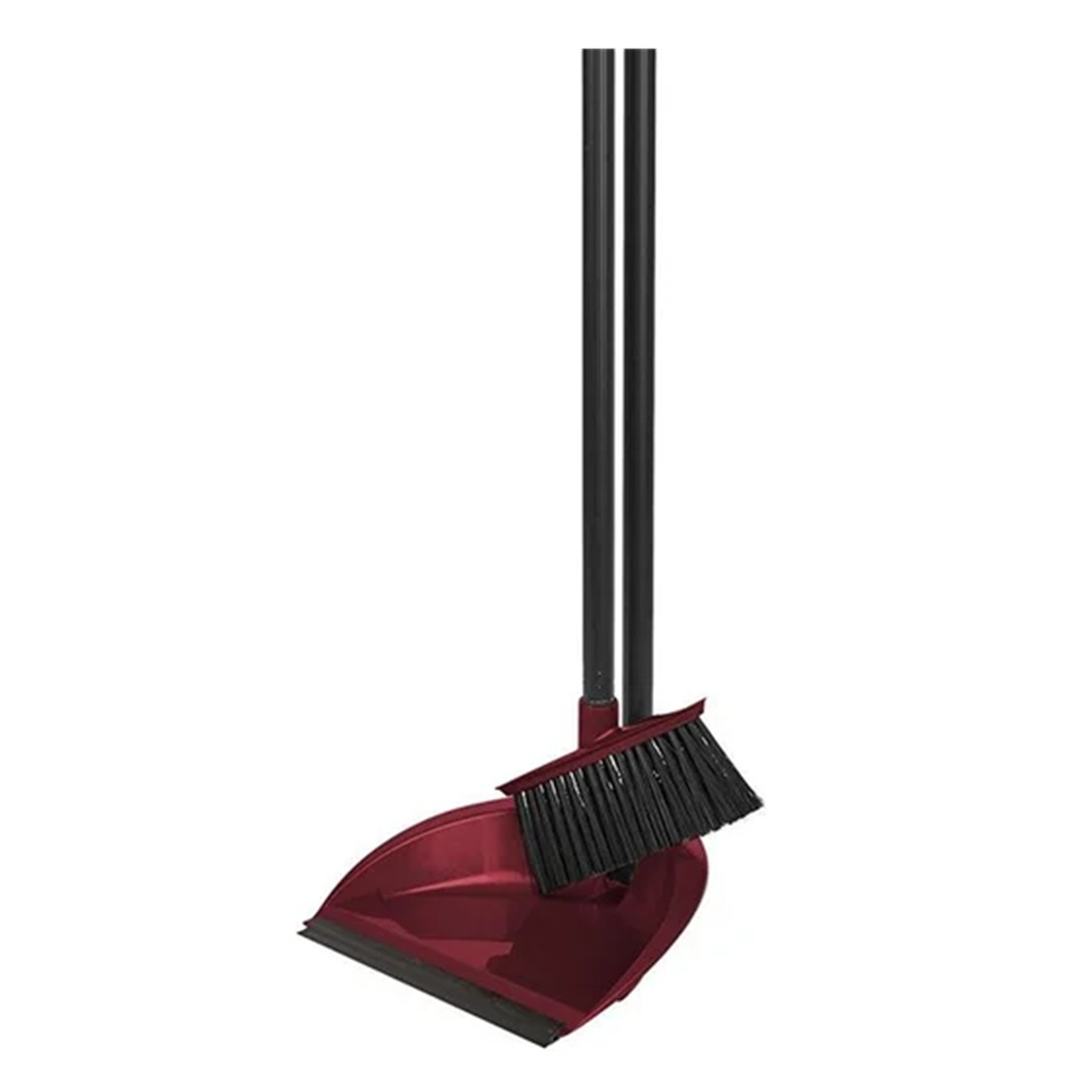 Комплект для уборки Spin&Clean Rock'n'Roll Щетка + Совок с резинкой, бордо