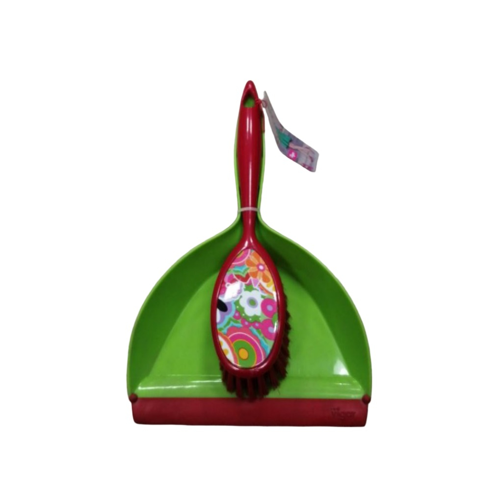 Комплект для уборки Vigar Citric Red, Щетка-сметка и Совок с резинкой, пластик, 220х360 мм