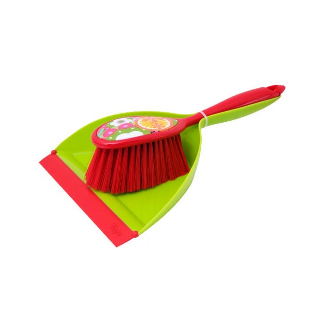 Комплект для уборки Vigar Citric Red, Щетка-сметка и Совок с резинкой, пластик, 220х360 мм