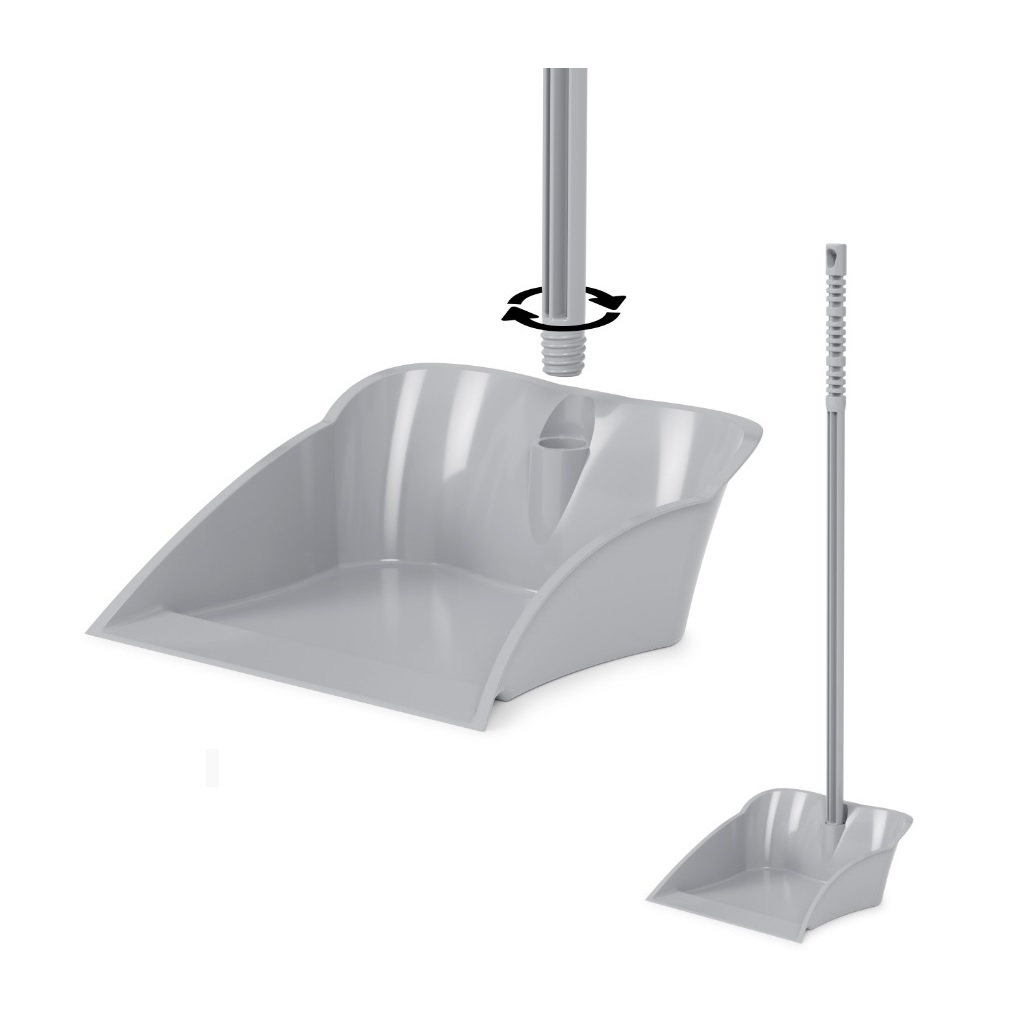 Совок для мусора ЗПИ Альтернатива М1022, пластиковый длинный черенок, 250х280х710 мм