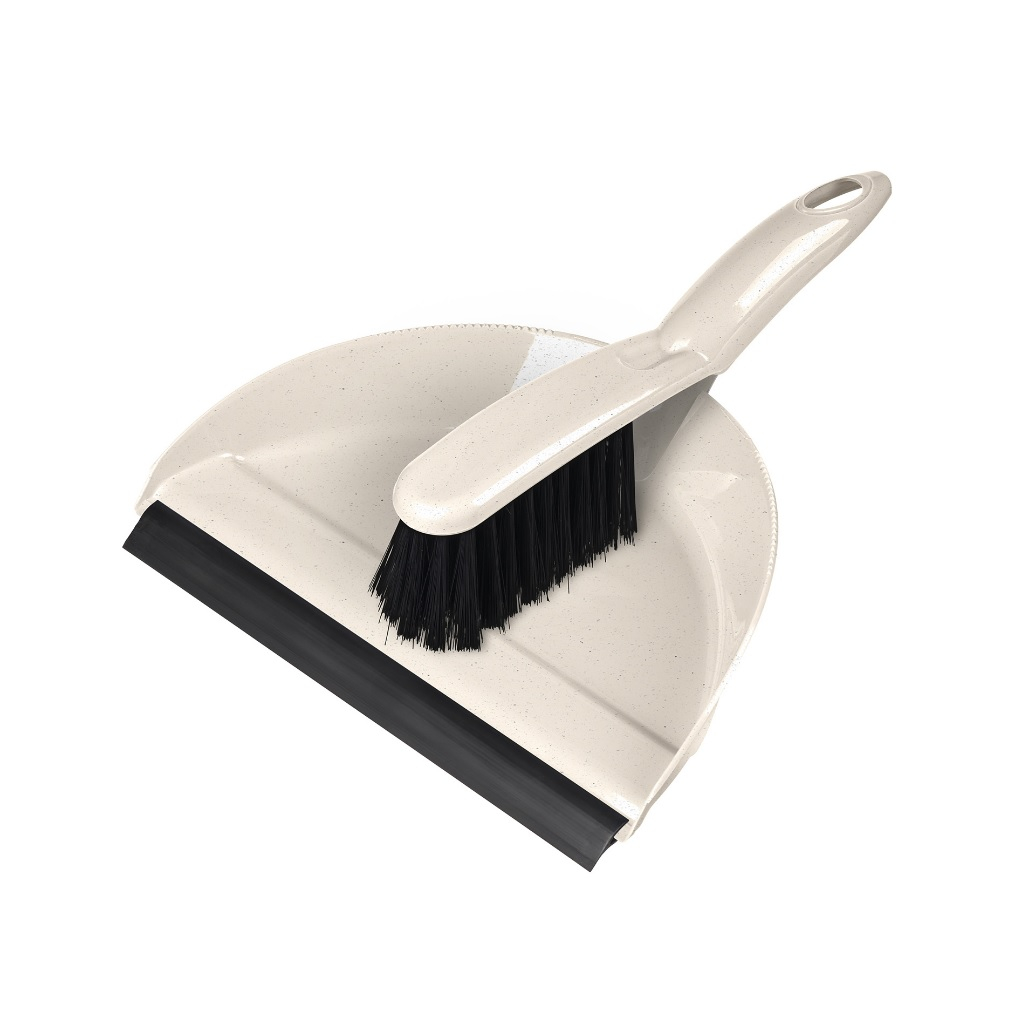 Комплект для уборки Homver Malta 221211327/04, щетка-сметка и совок с резиновой кромкой, бежевый