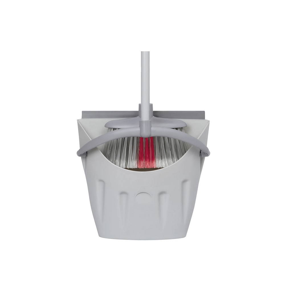 Комплект для уборки Master House Чистый пол-1, 75545, щетка и совок, резиновая кромка, высокая ручка, серый с красным