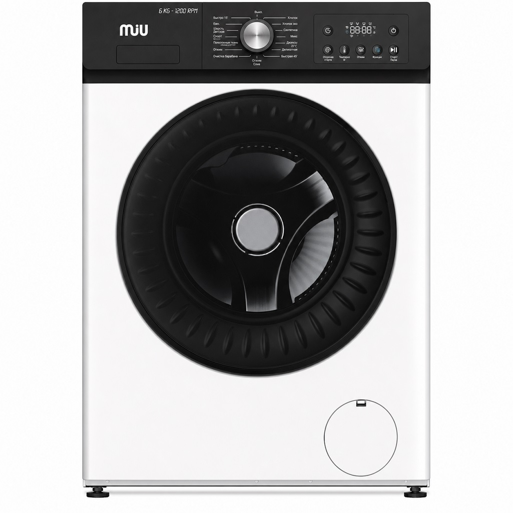 Машина стиральная фронтальная MIU6043L, УТ-00002964, 1200 об/мин, 6 кг, белая