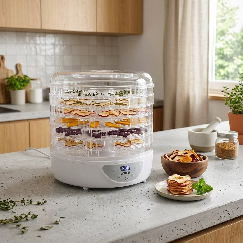 Сушилка для овощей и фруктов Gorenje FDK24DW, 5 поддонов, 380 Вт, белый